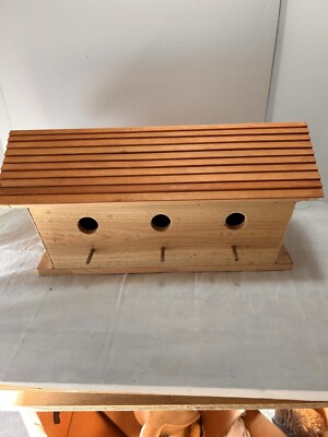 Handcrafted Cover bridge Cedar Triple Birdhouse W/ Redwood Roof