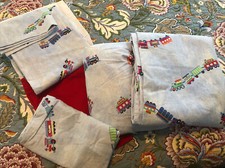 POTTERY BARN KIDS TRAIN JUNCTION COTTON FLANNEL TWIN SHEET SET DUVET Ruffle
