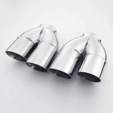 Pair Exhaust Tips Quad Angle Cut 3 Out 3 In 8 Long Dual Wall Staggered Outlet