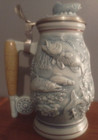 Vintage 1990 Blue Avon Freshwater Fishing Stein Handcrafted in Brazil - Beer Mug