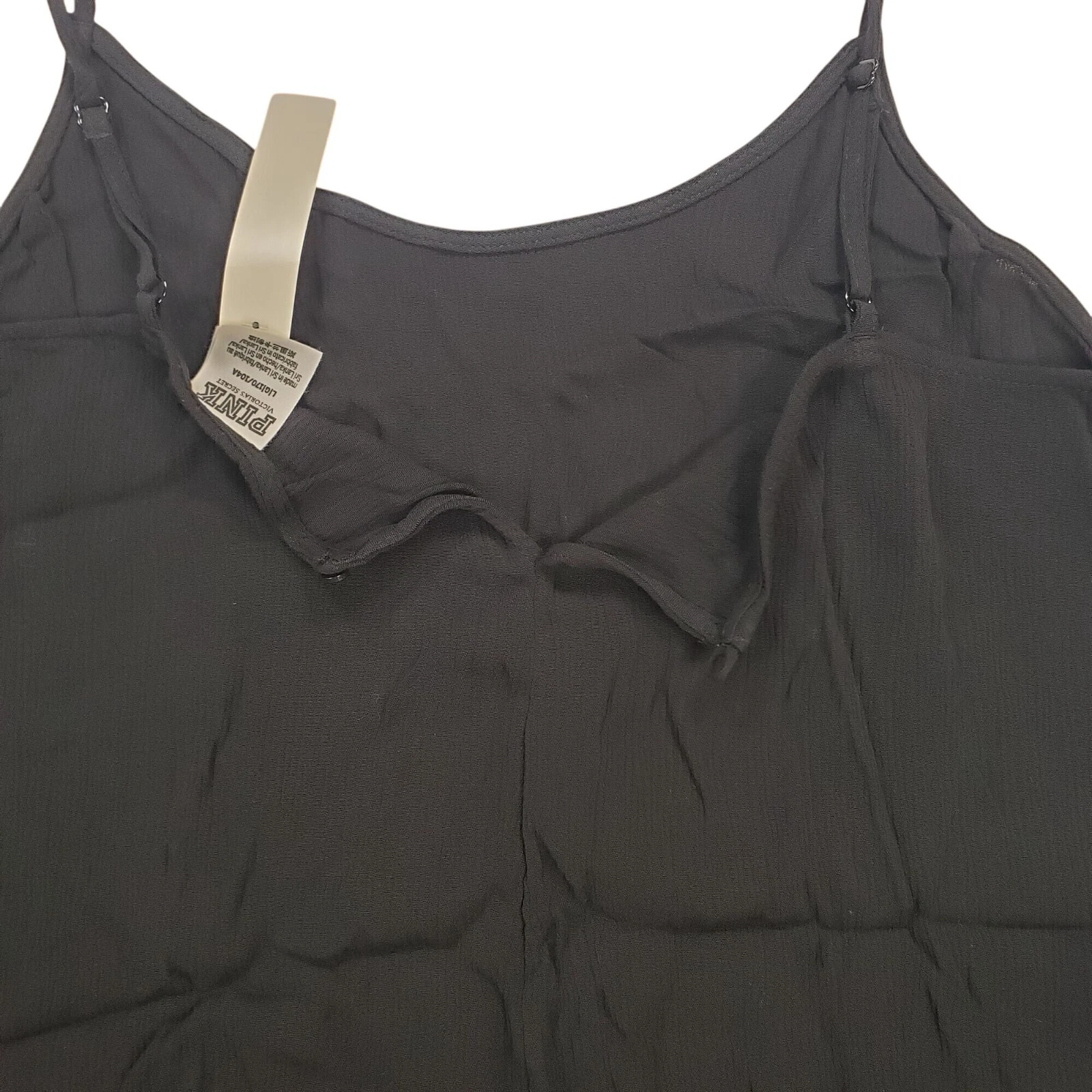 UNDERCOVER Victorias Secret Rosa Nero Regolabile Spaghetti Strap Abito Slip Foderato Casual W