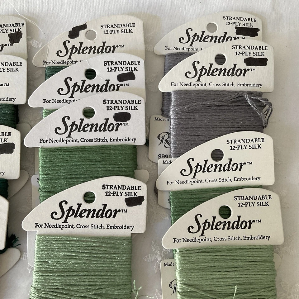 Needlepoint Embroidery Threads Lot of 12 Splendor Green and Gray Rainbow Gallery - Image 3 of 4