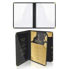Restaurant Menu Covers 8.5 x 11 (2 Pack) - Clear Menu Holder with 3 Page 6 View