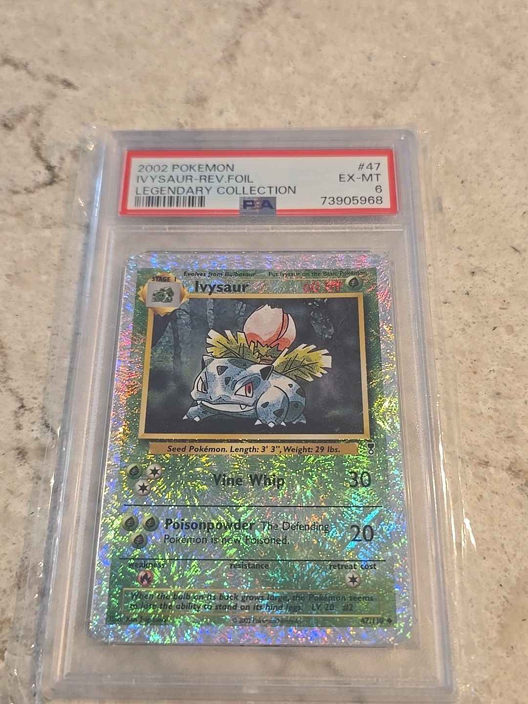 2002 POKEMON LEGENDARY COLLECTION #47 IVYSAUR-REVERSE FOIL PSA 6