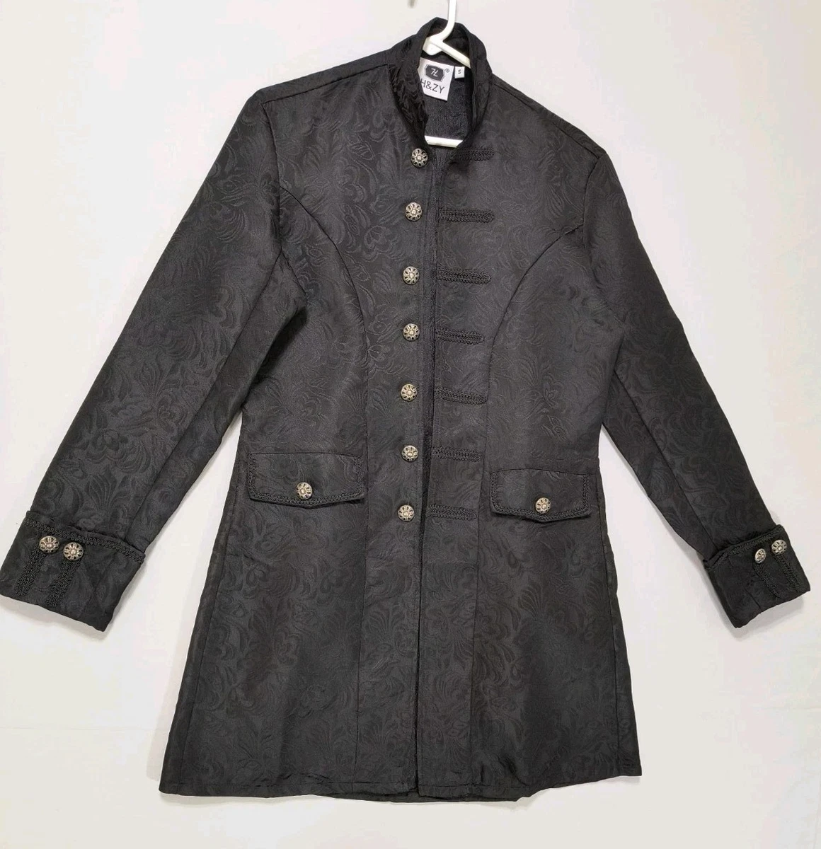 Cappotto Steampunk Vintage Uomo Camicia Manica Lunga Collo