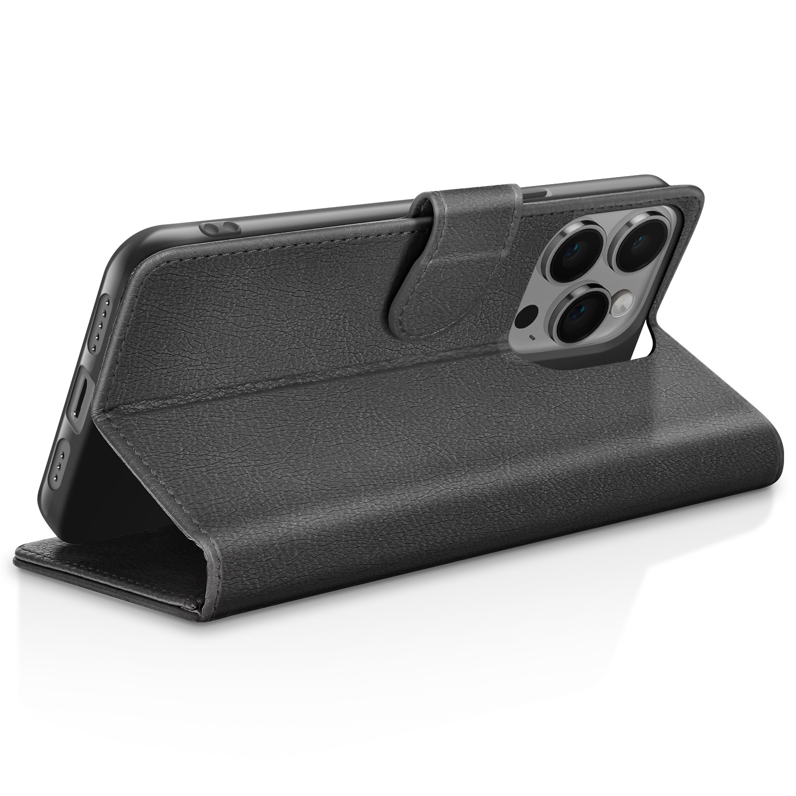 Étui portefeuille iPhone 14 Pro Zanaé noir avec support - 3