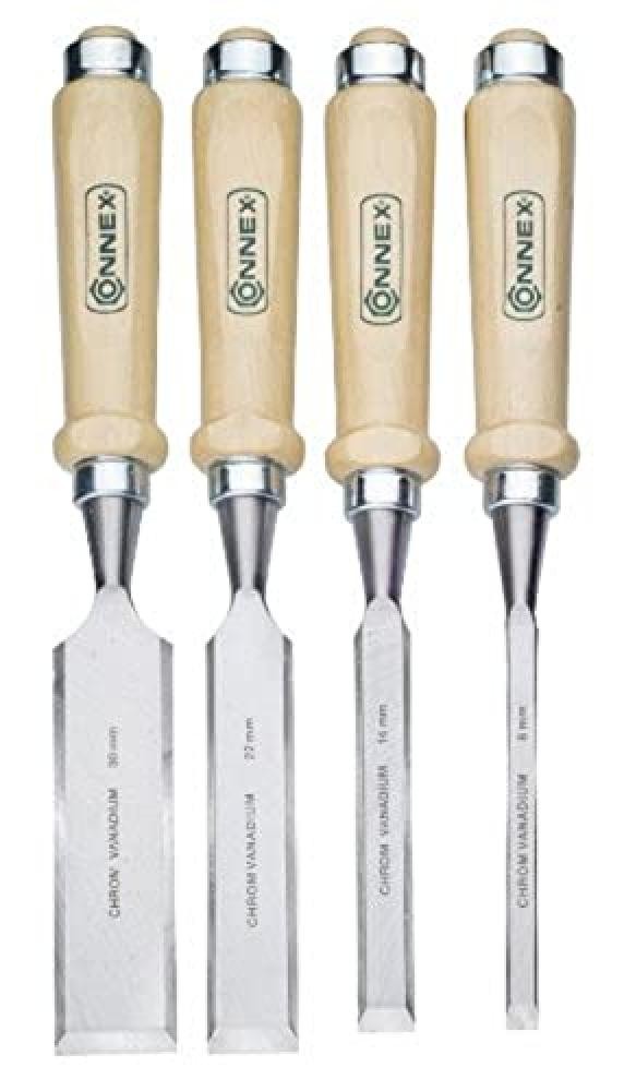 Set 4 Scalpelli Connex COX861000 in Acciaio CV - Manici Legno Faggio