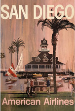 Vintage San Diego California Travel Advertisement Poster