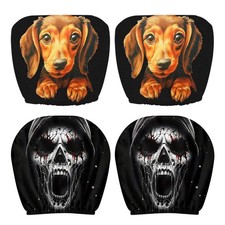 Car Headrest Cover Funny Car Seat Full Face Cover 2 Pieces Reusable Newcomer