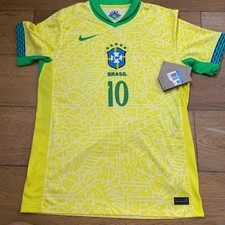 Nike Brazil Neymar Jr 10 Home Soccer Jersey Yellow Green Men  s Medium 2021