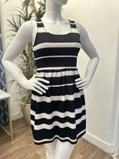 Macys Tank Mini Dress Sz L Black White Stripe Sleeveless Cocktail Wedding Guest