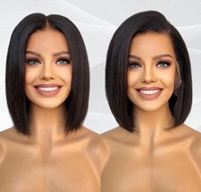 Bob Wig Human Hair Pre-Bleached Knots Straight 13x4 Lace Front Wigs for Women