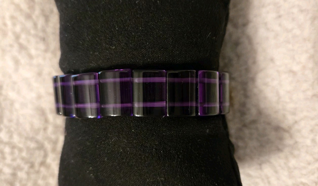 Rustic Cuff Amethyst Buckle Stretch Bracelet Gold… - image 2