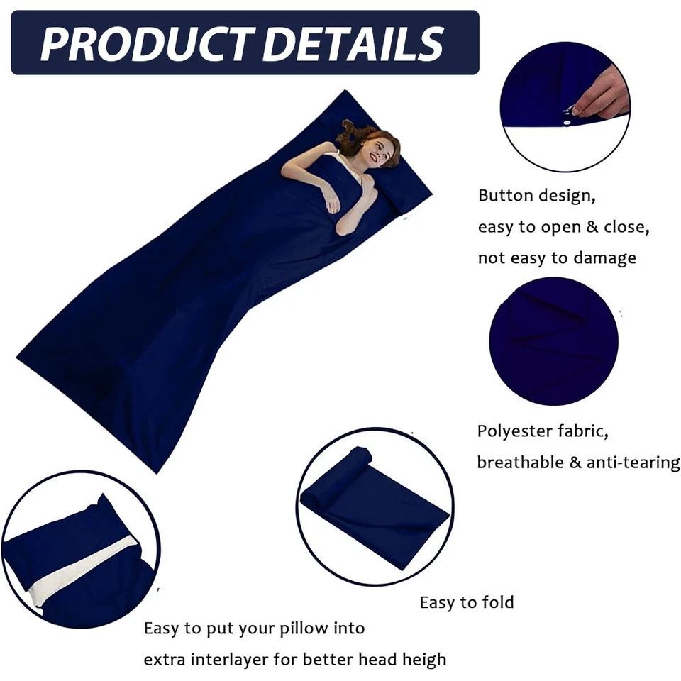 Seide weicher Schlafsack Liner Travel Sheet Camping Leichtgewicht 90x220cm DE - Bild 4 von 4