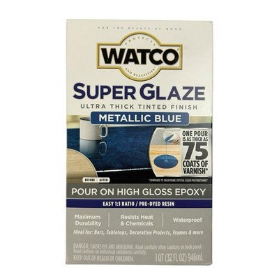 RUST-OLEUM Watco Metallic Blue Super Glaze High Gloss Epoxy 366716 One Quart Kit