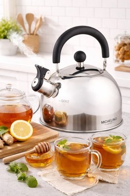 MICHELINO 1,5L Wasserkessel Edelstahl Teekessel Flötenkessel Induktion