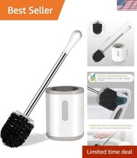 Compact Toilet Brush  Holder, Stainless Steel Handle, Space Saving for Stora...