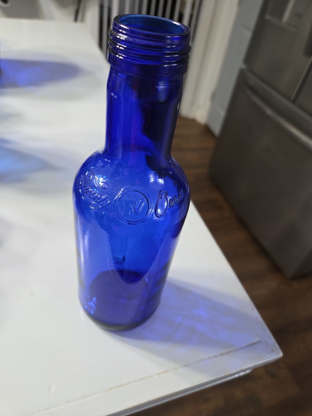 blue glass bottle