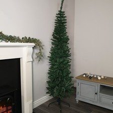 Factory Seconds: 6.5ft Plain Green Pencil Spruce Pine Christmas Tree with Stand