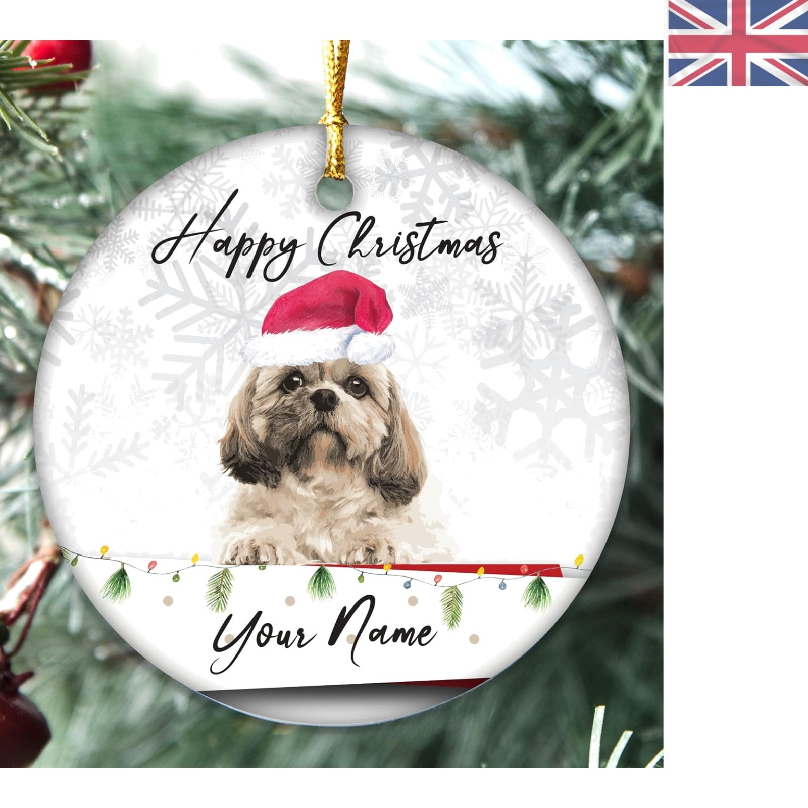 Personalized Handmade Shih Tzu Christmas Bauble - Unique Tree Decoration
