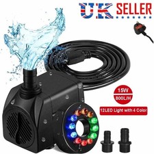 Submersible Fountain Pump with LED Light for Water Feature Outdoor Small Pond
