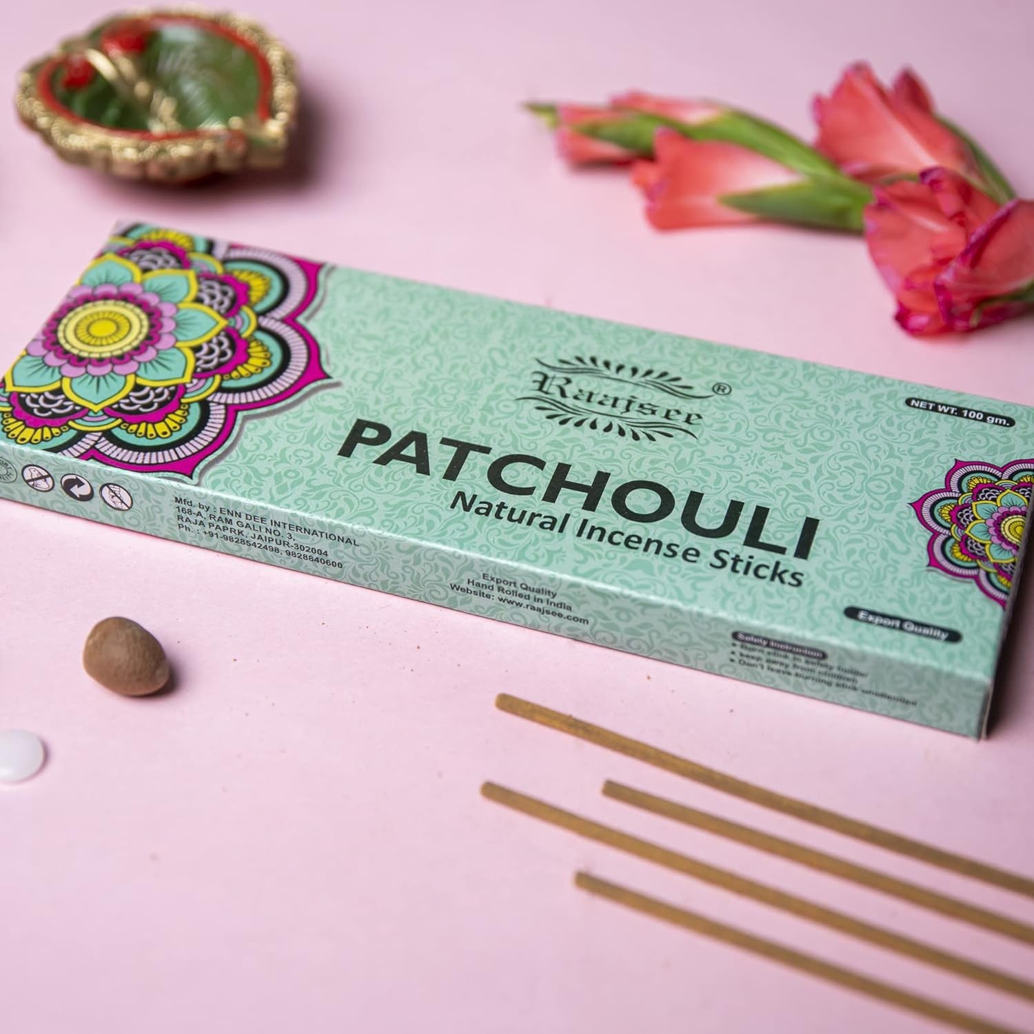 Raajsee Patchouli Incense Sticks 100 gm Pack-100% Pure Organic 