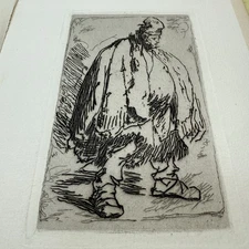 Antique Etching The Corpulent Beggar After Rembrandt Plate I Copied by Author