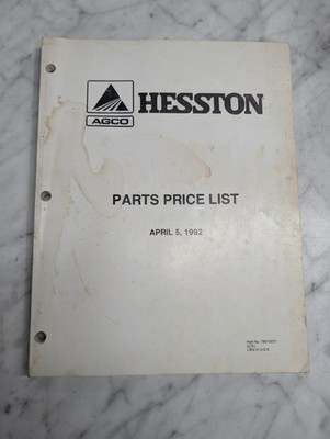 HESSTON AGCO PARTS PRICE LIST MANUAL APRIL 5 1992 BOOK SALES CATALOG REFERENCE