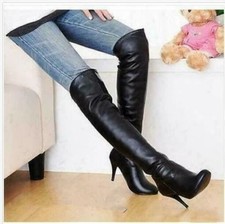 Sexy Damen-High-Heels, lässige Slipper, kniehohe Stiefel, Leder, modische Schuhe
