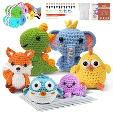 Crochet Kit for Beginners Kids: 6pcs Cute Animal Crochet Set Knitting Gift fo...