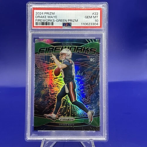 2024 GEM MINT PSA 10-DRAKE MAYE PANINI FIREWORKS GREEN PRIZM #22