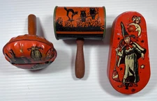 Vintage 1940s Halloween Tin Noisemakers