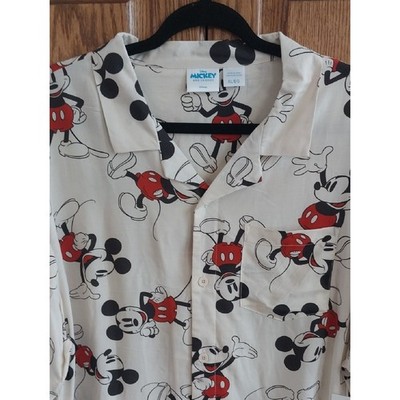 Disney NWT Mickey Mouse Wander Graphic Shirt Button-up Men's SzX-Large Tan/Beige
