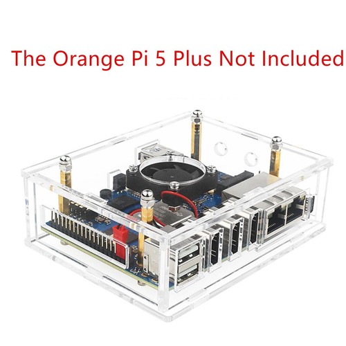 Acrylic Transparent Enclosure Case House With Cooling Fan For Orange Pi 5 Plus k - Afbeelding 4 van 14