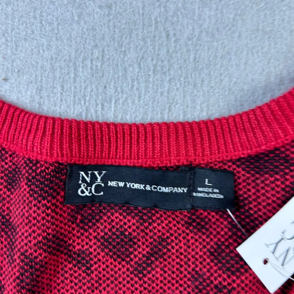 Suéter para mujer NY&C grande rojo animal estampado guepardo mangas largas pulóver nuevo con etiquetas Foto 2 de 4