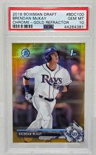 2018 Bowman Chrome Gold Refractor BRENDAN McKAY RC CARD /50 PSA 10 GEM MINT