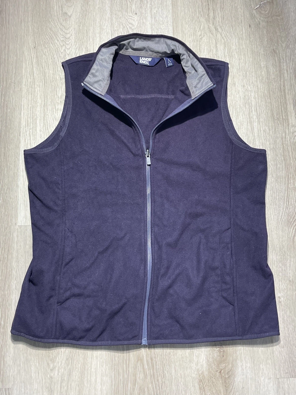Lands’ End men’s Fleece Vest Navy Blue Large Athleisure Old Money big 4