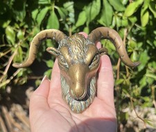 Brass Vintage Rams Head Old Hornie Baphomet Goat Head Witchcraft