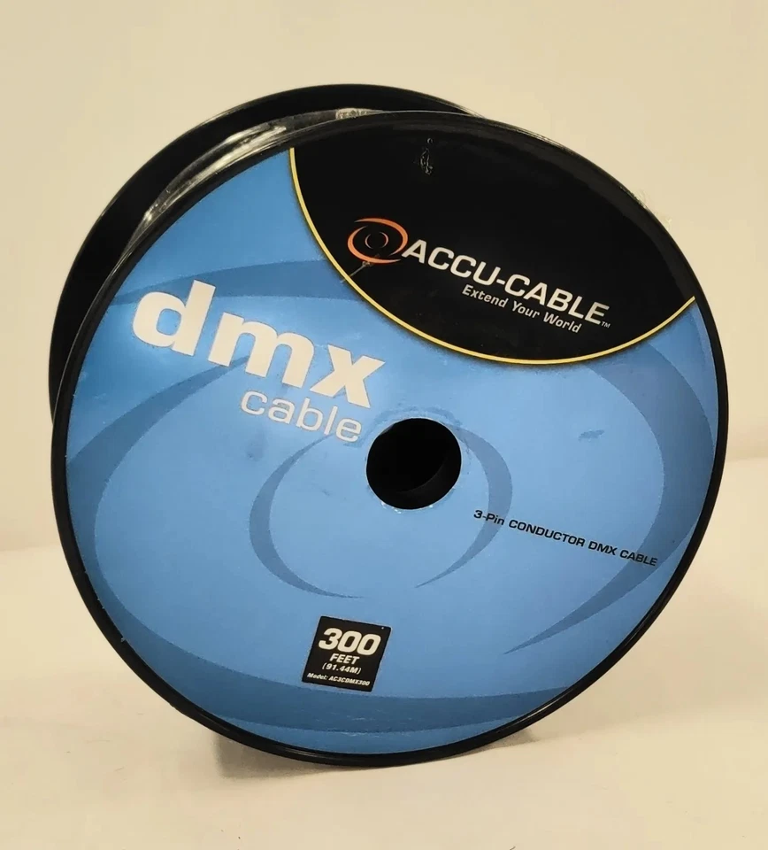 Nuevo cable de luz de escenario DMX con cable de batería de 300 pies, carrete DMX conductor de 3 pines AC3CDMX300 Foto 3 de 4