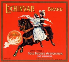 LOCHINVAR Brand Original Sunkist Fruit Crate Label - East Highlands, California