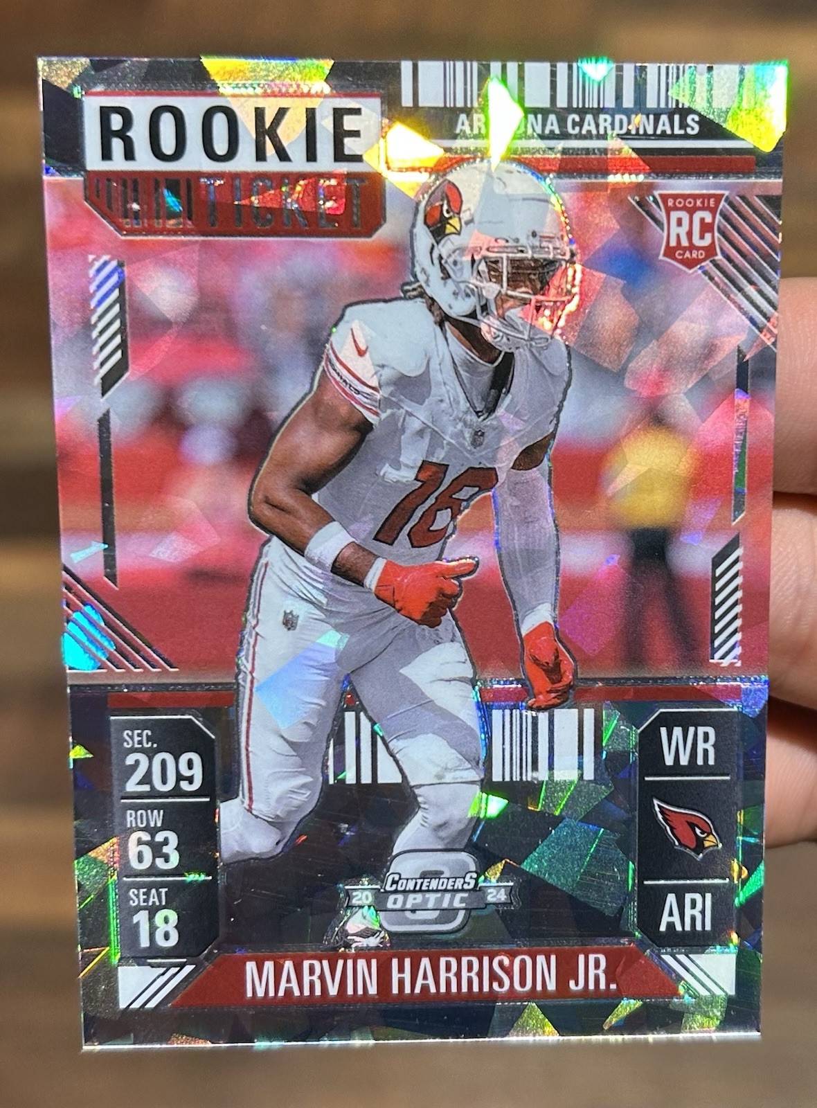 2024 CONTENDERS OPTIC #88 ROOKIE TICKET CRACKED ICE MARVIN HARRISON JR. /22 RC