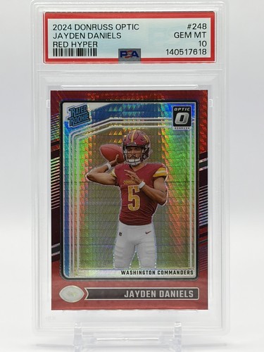 Jayden Daniels RC Red Hyper 2024 Panini Donruss Optic PSA 10 - Commanders