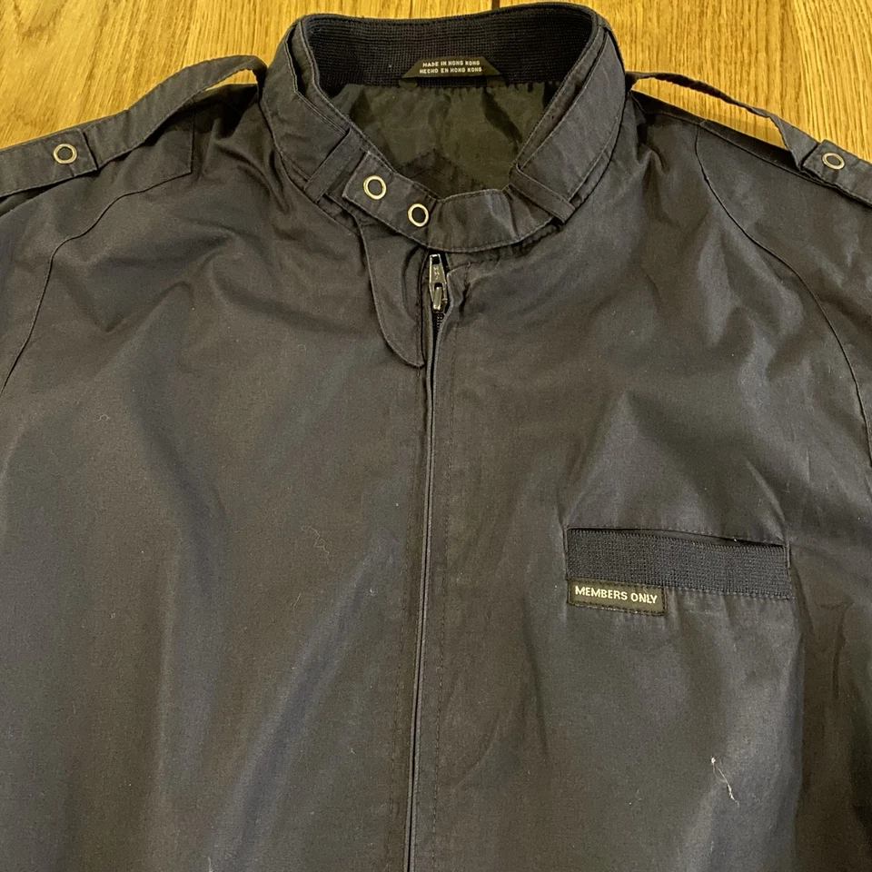 Jaqueta Cafe Racer Vintage Apenas Membros Grande Azul Escuro Quebra-Vento Zíper Leve - Imagem 2 de 4