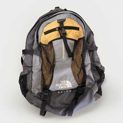 The North Face Recon Daypack Backpack Gray Yellow Black Zip External  Pockets | eBay