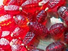 ANTIQUE NECKLACE 56" NEIGER egyptian revival scarab ruby red yellow GLASS BEAD — photo 10