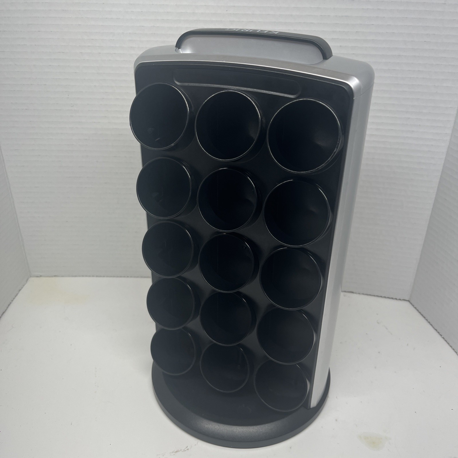Keurig K-Cup Holder 30 Coffee Pod Spinning Carousel Silver & Black KCC-30