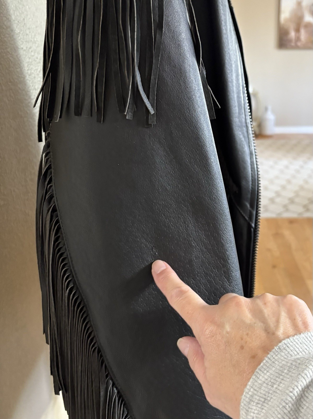 USA Bikers Dream Apparel size XXXL Women Black Leather Fringe Biker Jacket