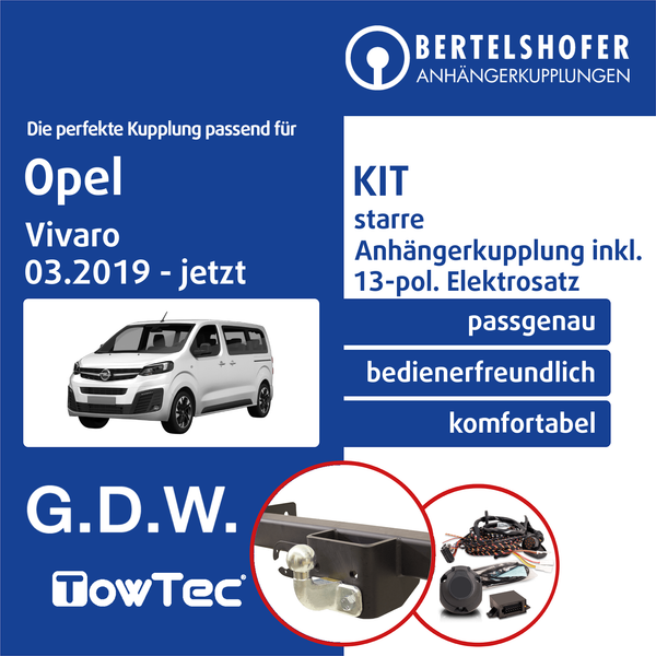 für Opel Vivaro C Typ K0 03.2019-Jetzt AHK Starr +13Pol Spezifisch E-Satz KPL-image