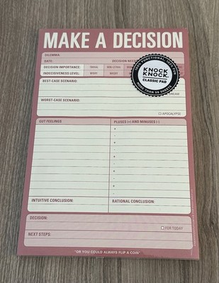Knock Knock Pads Make A Decision Note Pad 60 Sheets NEW Sealed