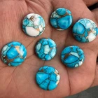 Natural Blue Buffalo Copper Turquoise Round 10x10 to 20x20 mm Cabochon Gemstone